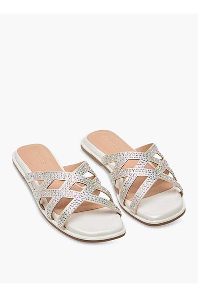 Celeste Girls' Embellished Slip-On Cross Strap Sandals