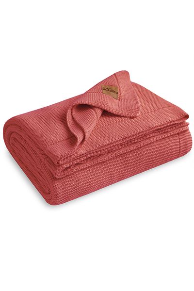 DALİSA Alina 100% Organic Cotton Breathable Cover, Mesh Sofa Shawl, Tv Blanket