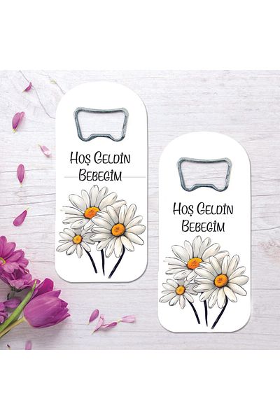 Ege ajans 10 Pcs (with Card and Gelatin) Daisy Concept Baby Gift Opener Magnet