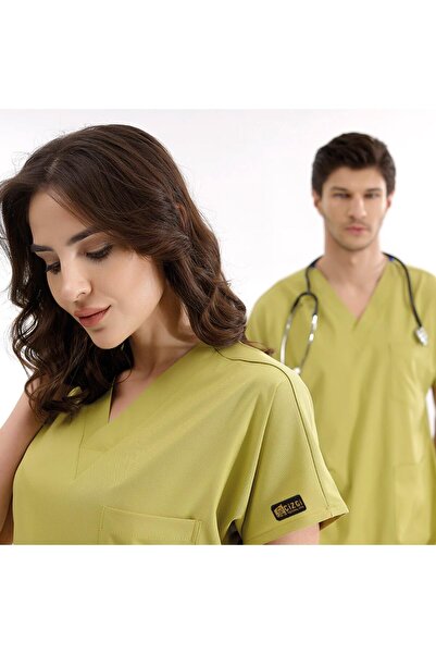 ÇİZGİ Antep Fıstığı Rengi Lüks Likralı Üniforma Takımlar Yüksek Kaliteli Likr...