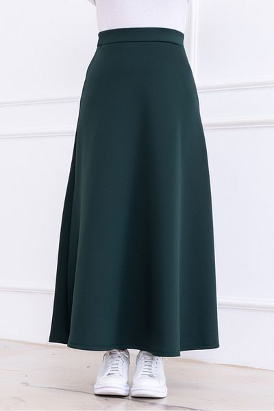 Bestenur Neris Scuba Skirt 1357 - Emerald Green