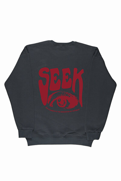 By Caspita Fashion Lenithra Red Seek Text Back Štampano Unisex Oversize kroj ...