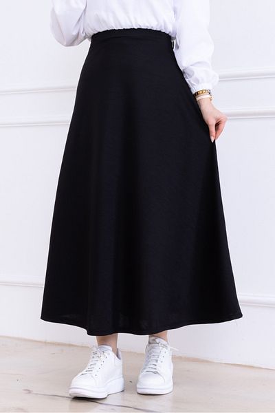 Bestenur Senar Bell Skirt 1358 - Μαύρη