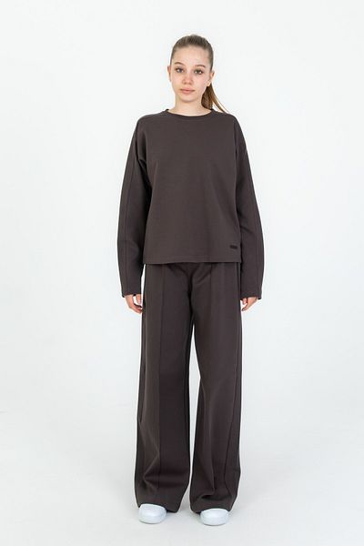 Black One Σετ κοριτσίστικη φόρμα με φαρδύ πόδι με ρυθμιζόμενη ελαστική μέση