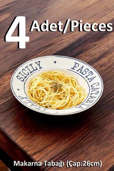 Pinkev 4 Pieces 26cm Ceramic Pasta Plates