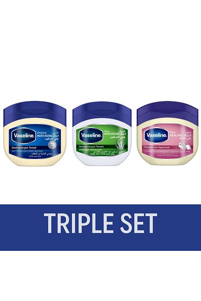 Vaseline Moisturizing Petroleum Jelly Triple Set Blue Green Pink