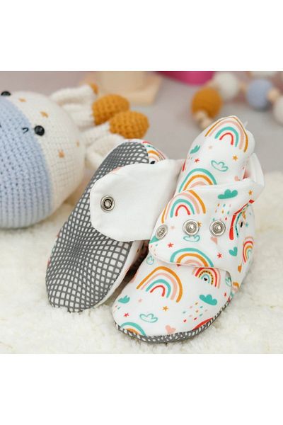 Ella Bonna Organic Cotton Baby Booties, Anti-Slip Sole, Cotton Newborn Slippers Home Nursery Shoes