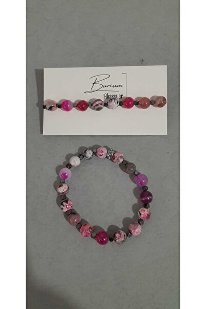 burcum aksesuar PEMBE AKİK TAŞI DOĞALTAŞ BİLEKLİK