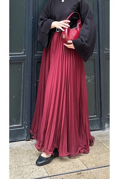 modamafra Burgundy Rue Chiffon Skirt