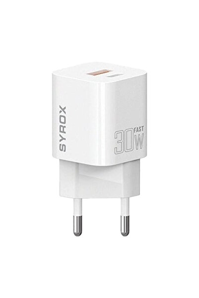 Syrox PDQ30B 30W PD QC 4.0 1xUSB-A + 1xType-C Port Çıkışlı Şarj Cihazı - Beyaz