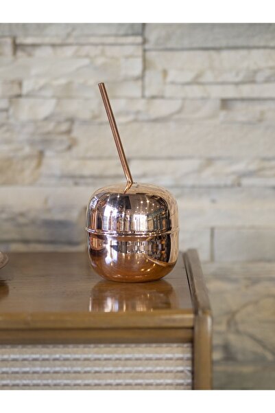Bakır Concept Apple Forma Copper Cocktail Cup and Straw