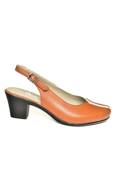 Fox Shoes U908001403 Кафяви/бежови дамски обувки с дебел ток от естествена кожа