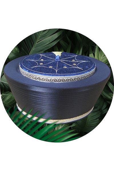 şahinbak Navy Blue Soft Luxury Velvet Yellow - S089