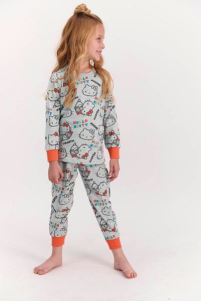 Hello Kitty Licensed Greenmelange Girls' Pajama Set