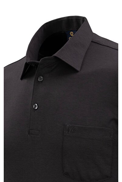 Çizgi Triko Men's Shirt Collar Cotton Mercerized Button Pocket T-Shirt Classic Fit - 4910