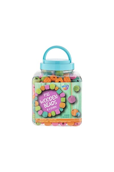 Moxy Set creativ, Mărgele de lemn în găleată, albastru