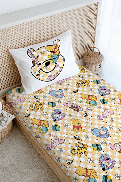 Tuğba Kuğu Σετ σεντόνια μονό - Σειρά κινουμένων σχεδίων - Μοτίβο χαριτωμένο αρκουδάκι