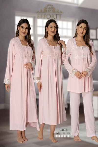LOHOUSE Pink Long Sleeve Cotton Maternity Pajamas Set 4 Pieces