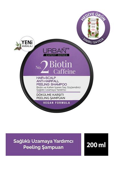 Urban Care Expert Series Biotin & Caffeine Peeling Shampoo 200 Gr Coconut Coffee Shower Gel 10 ml