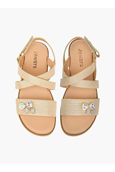 Juniors Bow Embellished Sandals with Hook and Loop Closure