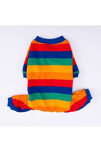 Pettrend Ruby Gökkuşağı Penye Tulum Kedi Köpek Tulumu Kedi Köpek Kıyafeti Köpek Pijaması