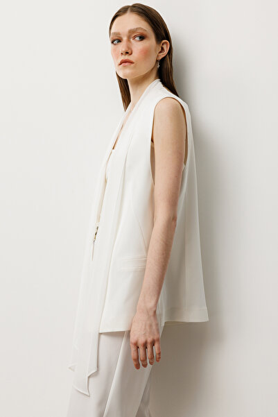 Ekol Tulle Shawl Collar Vest