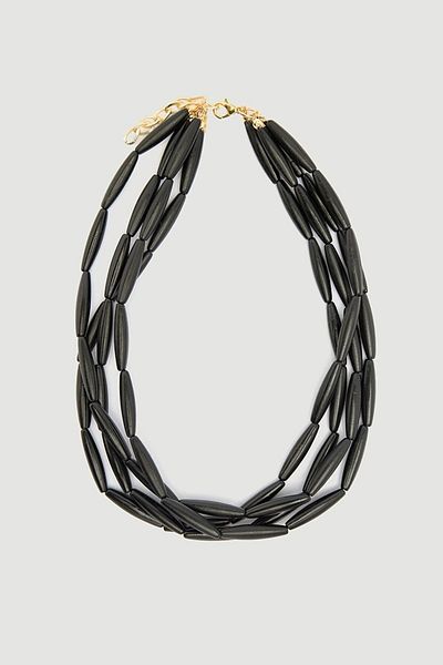 Gusto Black Bead Necklace - Four Rows