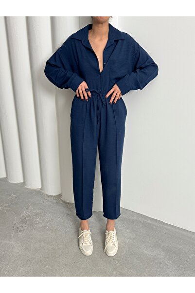 BEJNA Női Oversize vászon ing nadrág alsó felső szett