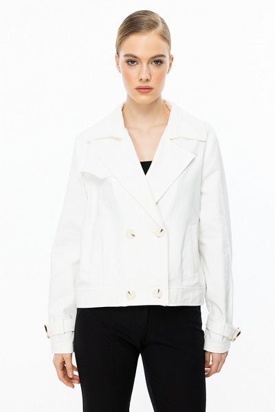 Ekol Double Breasted Short Denim Coat