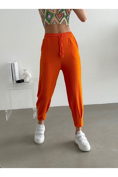 BEJNA Damenhose mit Bundfalten in orange