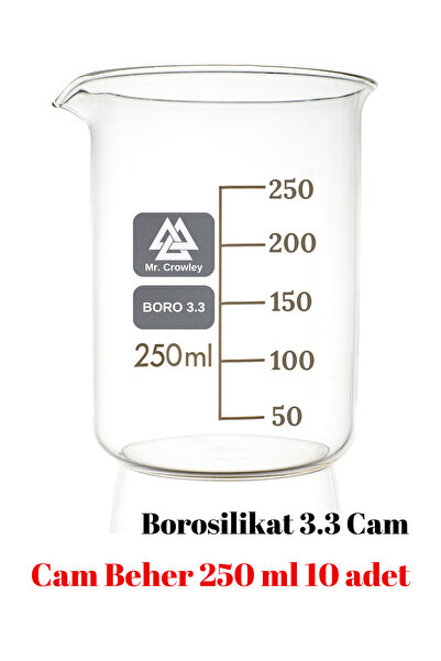 Mr. Crowley Cam Beher 250 ml 10 adet Kısa Form Isıya Dayanıklı