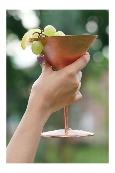 Bakır Concept Matte Copper Colored 2-Piece Flat Model Copper Goblet Martini
