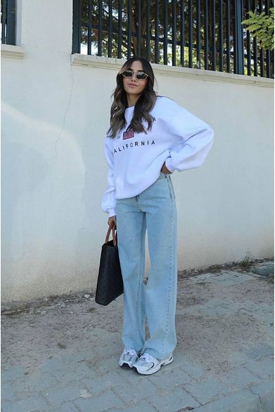 Ecenin Favorileri Pantaloni de damă Pipe Leg Boyfit Jean