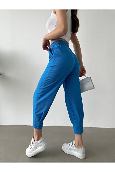 BEJNA Pantaloni de damă, albaștri, plisați