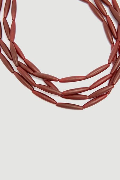 Gusto Burgundy Bead Necklace - Four Rows