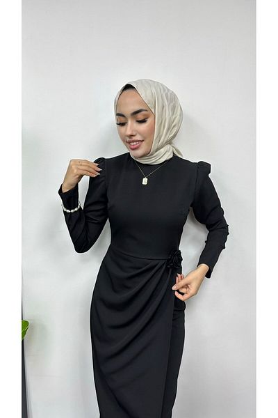 modadeywearst Ροζ λεπτομερές φόρεμα με ντραπέ μέσης