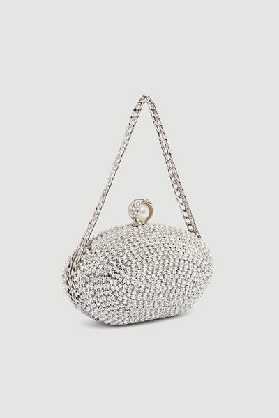Gusto Geantă clutch rochie de seară cu broderie de piatră - albă
