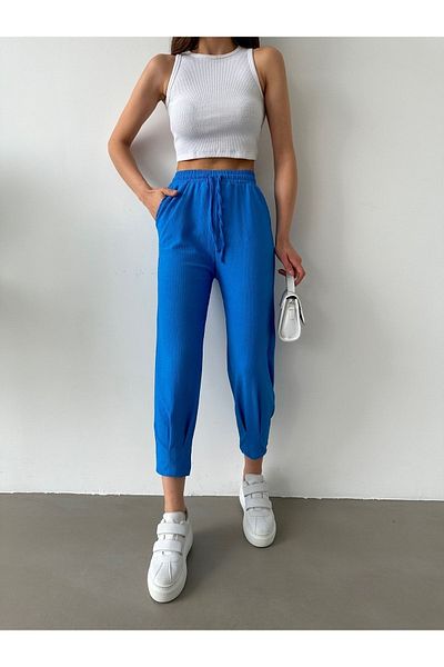 BEJNA Damenhose mit Bundfalten in blau