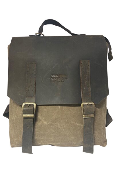 Old Cotton Vintage Kanvas Su Geçirmez Design Unisex Laptop Bölmeli Gezi Okul Seyahat Kamp Sırt Çantası 29x35cm
