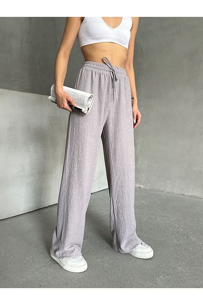 BEJNA Šedé dámské kalhoty rustikálního střihu