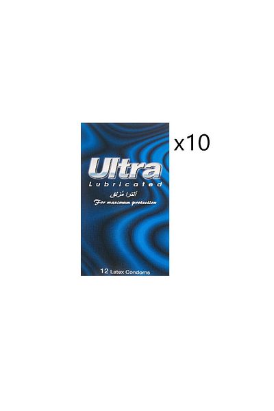 ULTRA Ultra Lubricated Blue Condoms 12 Pieces 10 Pack