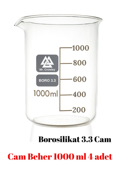 Mr. Crowley Cam Beher 1000 ml 4 adet Kısa Form Isıya Dayanıklı