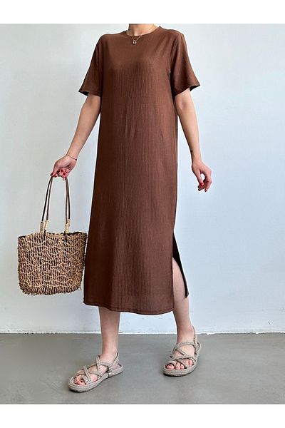 BEJNA Braun gestrickt - lässiges Sommerkleid