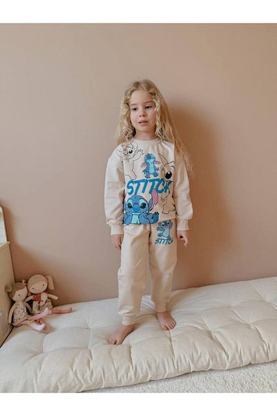 YİGİT BUTİK Yigit Boutique Character Printed Girl's Bottom Top Set