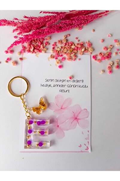 demirbasavm سلسلة مفاتيح إيبوكسي مصنوعة يدويًا مخصصة لعيد الأم