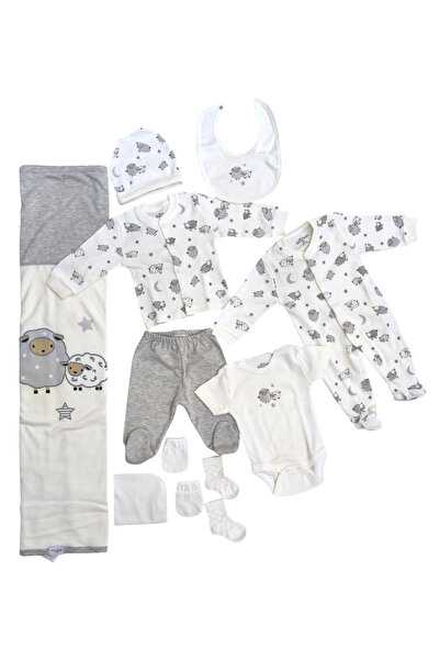 Aziz Bebe Cute Lamb Patterned 10-Piece Baby Hospital Discharge Bodysuit Set