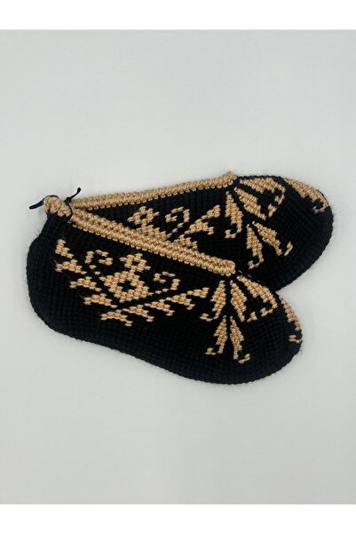 Şatilli Handmade Patik Tunus işi patik el örgüsü patik siyah bronz desenli el emeği patik çeyizlik patik