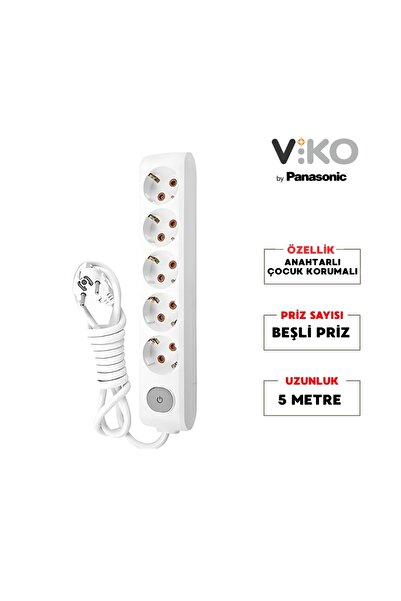 VİKO Viko | Beşli Grup Priz, Anahtarlı Topraklı - Çocuk Korumalı Çoğaltıcı Pr...