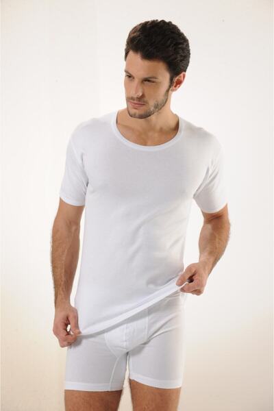 Hmd 504 3-Ribbed 100% Cotton Crew Neck Men's Undershirt - White