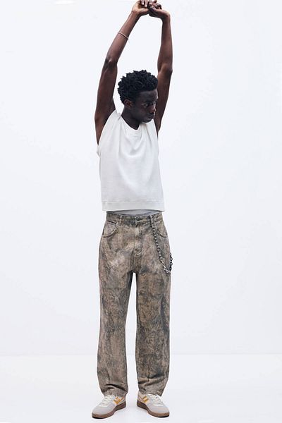 Pull & Bear Printed baggy trousers